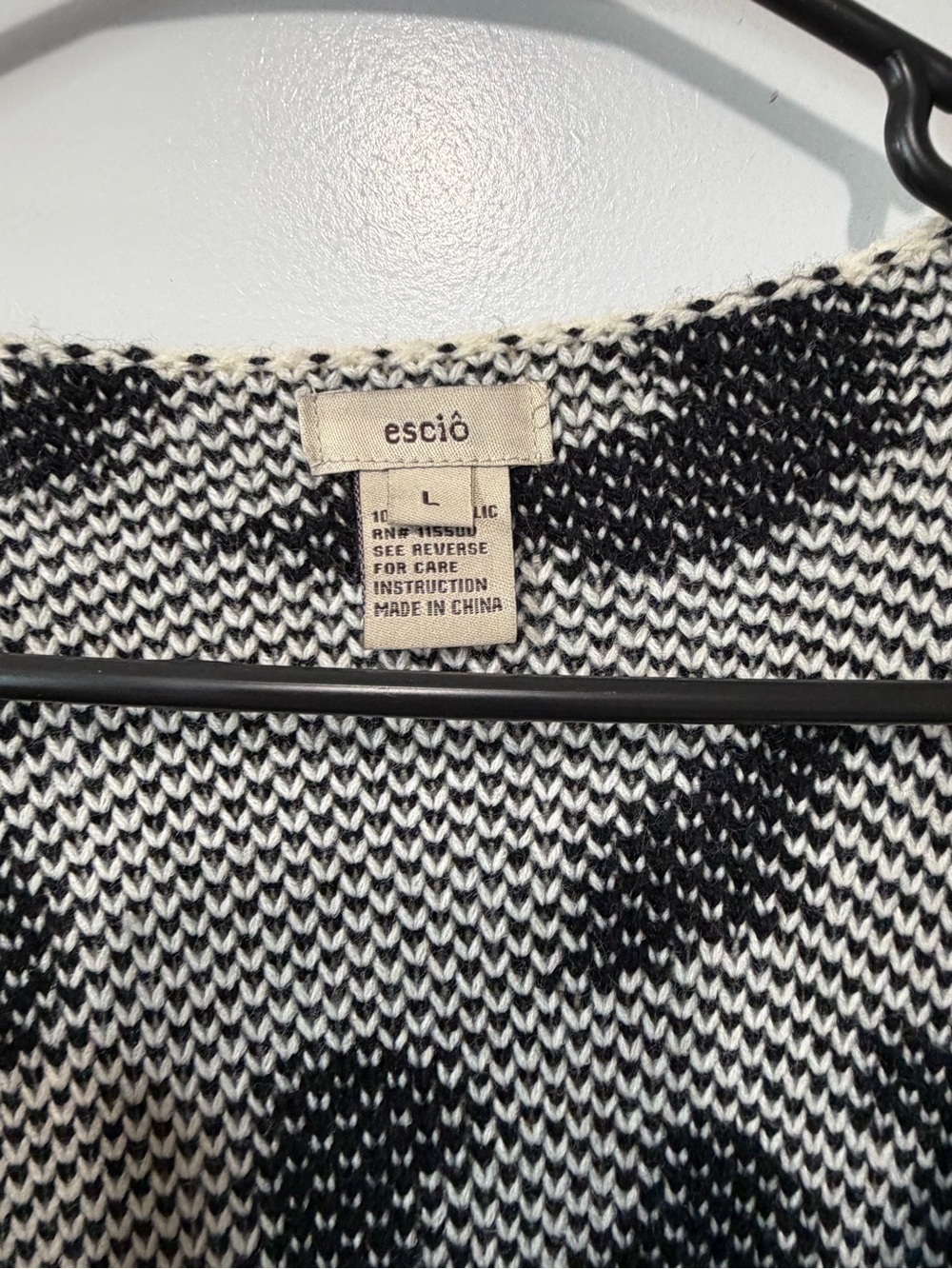Escio Business Casual Leopard Print Open-Front Cardigan Sweater Black & White L - Picture 4 of 6